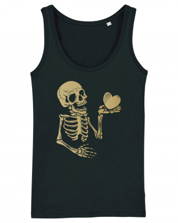 Skeleton Golden Heart Black