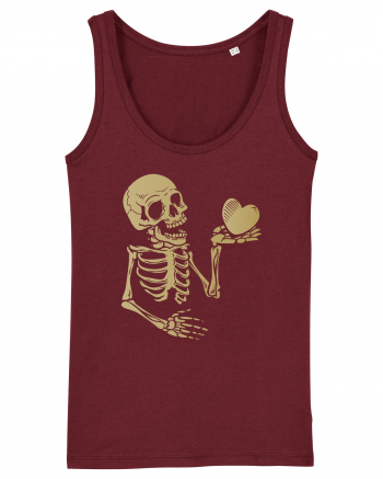 Skeleton Golden Heart Burgundy