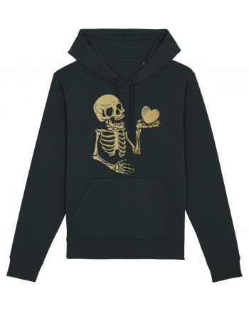 Skeleton Golden Heart Black