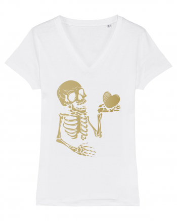 Skeleton Golden Heart White