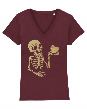 Skeleton Golden Heart Burgundy