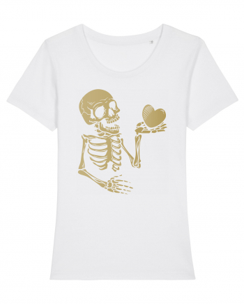 Skeleton Golden Heart White