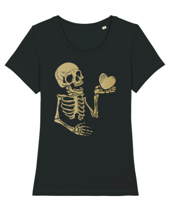 Skeleton Golden Heart Black