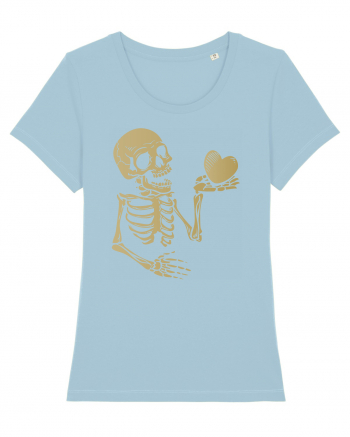 Skeleton Golden Heart Sky Blue