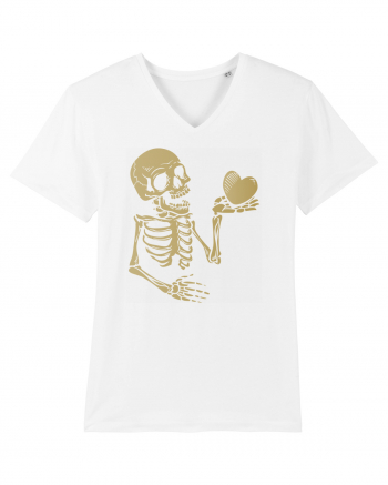 Skeleton Golden Heart White