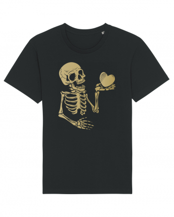 Skeleton Golden Heart Black