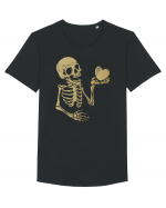 Skeleton Golden Heart Tricou mânecă scurtă guler larg Bărbat Skater