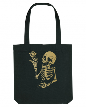 Skeleton Happy with Golden Rose Black