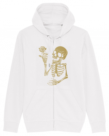 Skeleton Happy with Golden Rose White