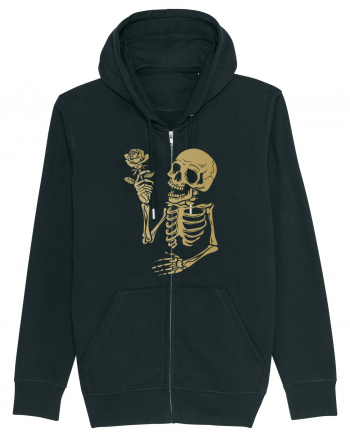 Skeleton Happy with Golden Rose Black