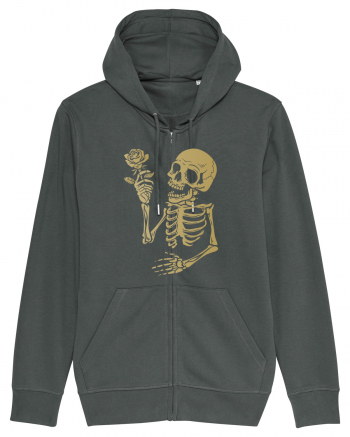 Skeleton Happy with Golden Rose Anthracite