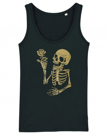 Skeleton Happy with Golden Rose Black