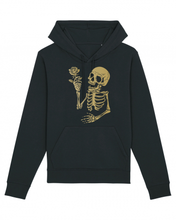 Skeleton Happy with Golden Rose Black