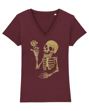 Skeleton Happy with Golden Rose Burgundy