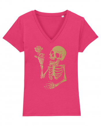 Skeleton Happy with Golden Rose Raspberry