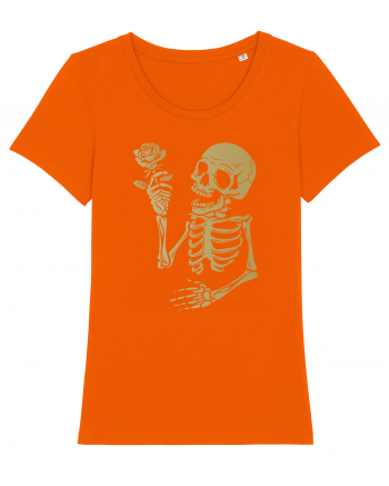 Skeleton Happy with Golden Rose Bright Orange