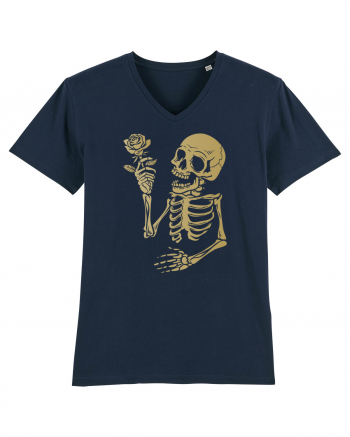 Skeleton Happy with Golden Rose French Navy