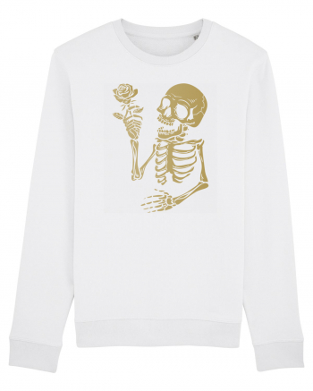 Skeleton Happy with Golden Rose White