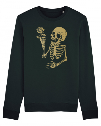 Skeleton Happy with Golden Rose Black