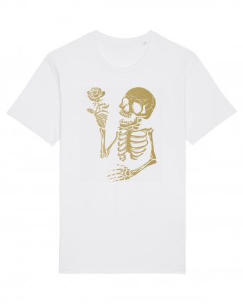 Skeleton Happy with Golden Rose White