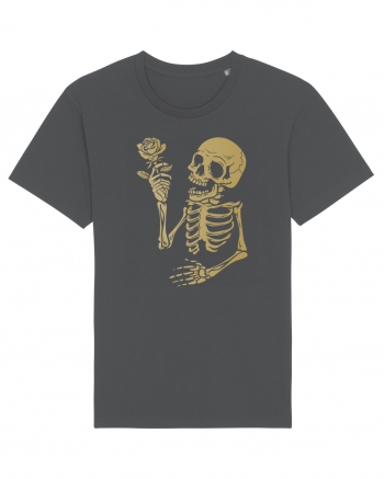 Skeleton Happy with Golden Rose Anthracite