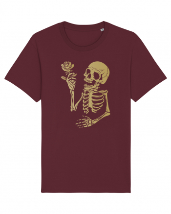 Skeleton Happy with Golden Rose Burgundy