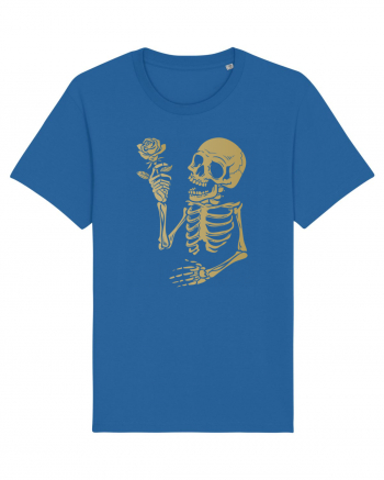 Skeleton Happy with Golden Rose Royal Blue