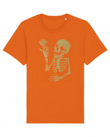 Skeleton Happy with Golden Rose Bright Orange