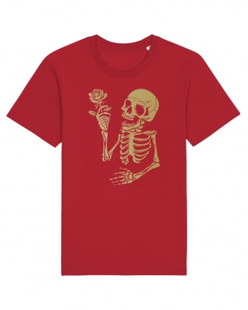 Skeleton Happy with Golden Rose Red