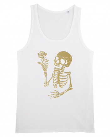 Skeleton Happy with Golden Rose White