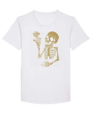 Skeleton Happy with Golden Rose White