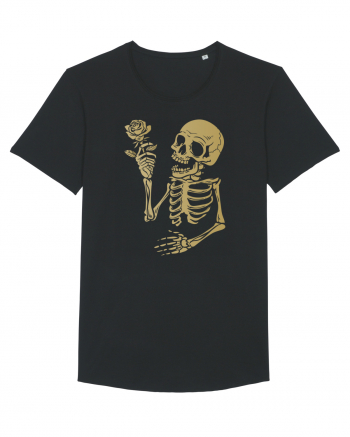 Skeleton Happy with Golden Rose Black