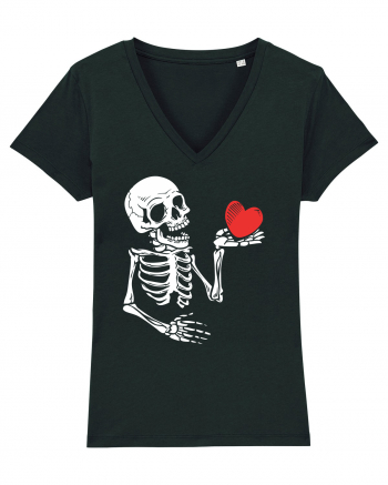 Skeleton Red Heart Black