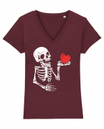 Skeleton Red Heart Tricou mânecă scurtă guler V Damă Evoker