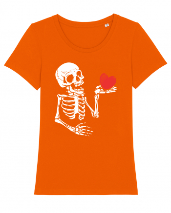 Skeleton Red Heart Bright Orange