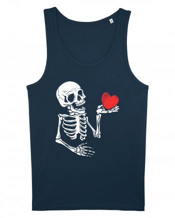 Skeleton Red Heart Navy