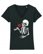 Skeleton Red Rose Tricou mânecă scurtă guler V Damă Evoker