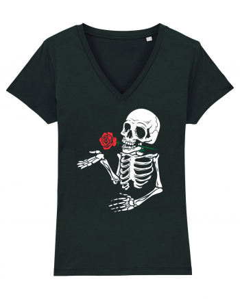 Skeleton Red Rose Black