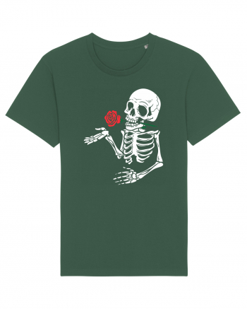 Skeleton Red Rose Bottle Green