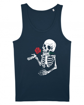 Skeleton Red Rose Navy