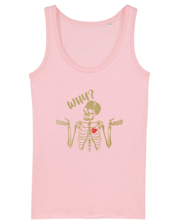 Why? Skeleton Wondering Red Heart Cotton Pink