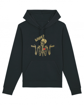 Why? Skeleton Wondering Red Heart Black