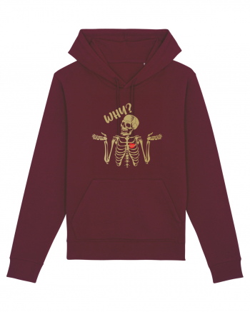 Why? Skeleton Wondering Red Heart Burgundy