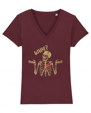 Why? Skeleton Wondering Red Heart Burgundy