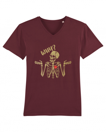 Why? Skeleton Wondering Red Heart Burgundy