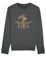 Why? Skeleton Wondering Red Heart Bluză mânecă lungă Unisex Rise