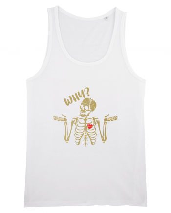 Why? Skeleton Wondering Red Heart White