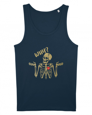 Why? Skeleton Wondering Red Heart Navy