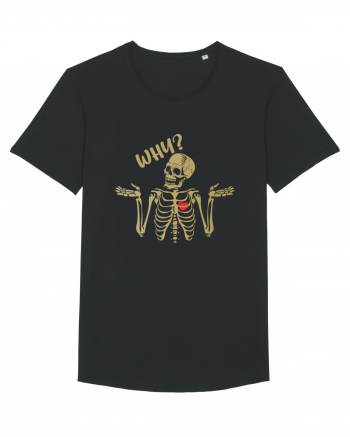 Why? Skeleton Wondering Red Heart Black