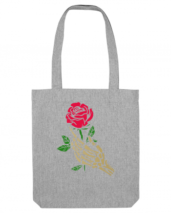 Skeleton Hand with Red Rose Heather Grey